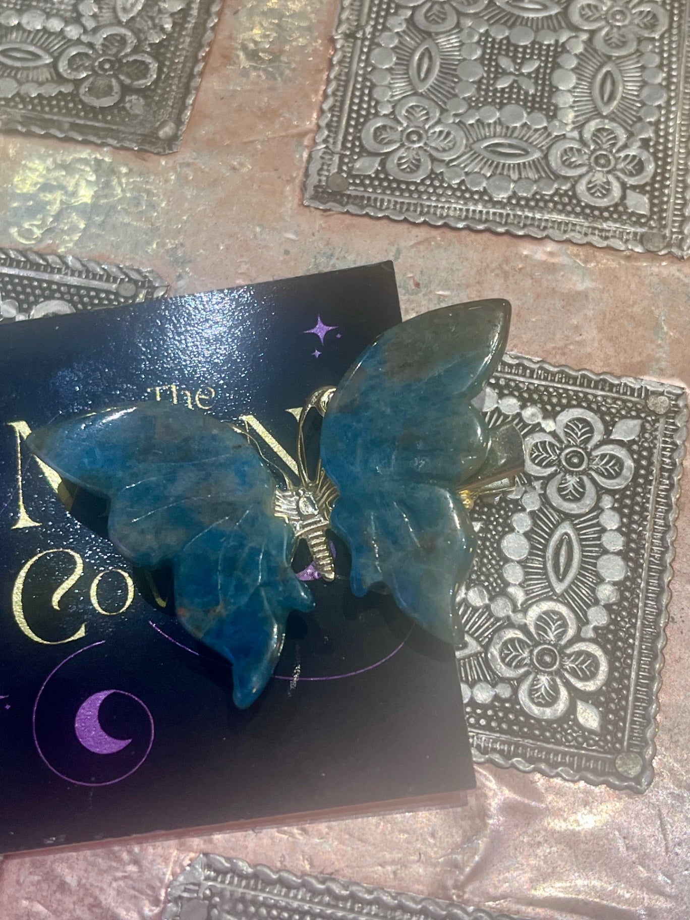 Blue Apatite Butterfly Hair Clip