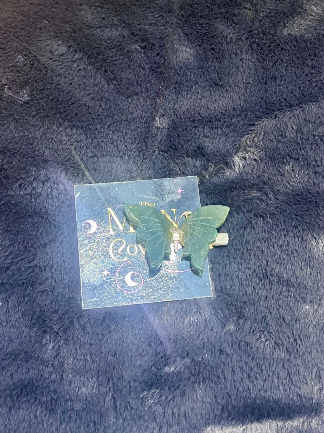 Green Fluorite Butterfly Hair Clip 