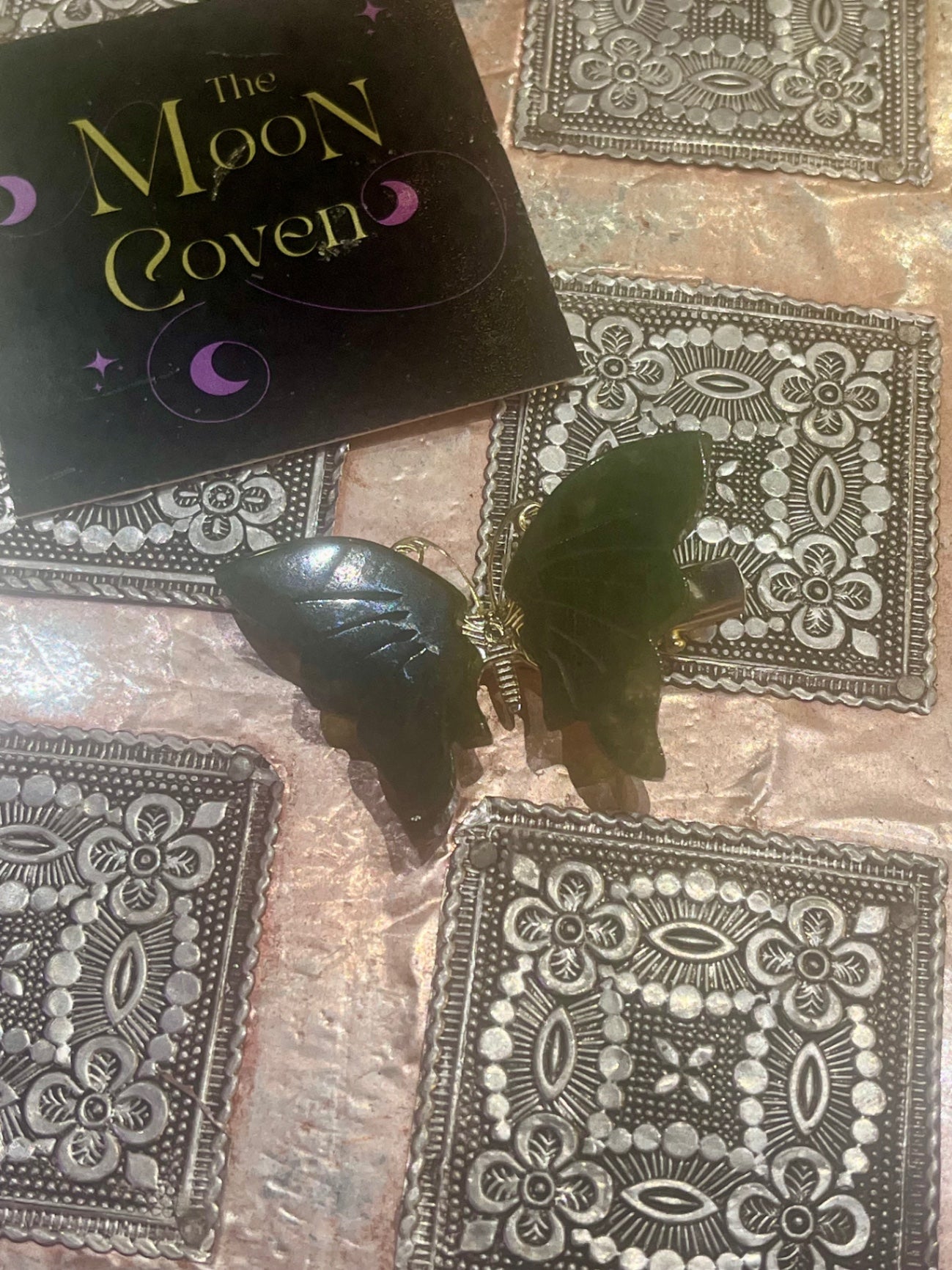 Green Fluorite Butterfly Hair Clip 