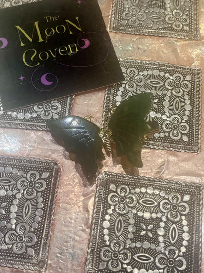 Green Fluorite Butterfly Hair Clip 