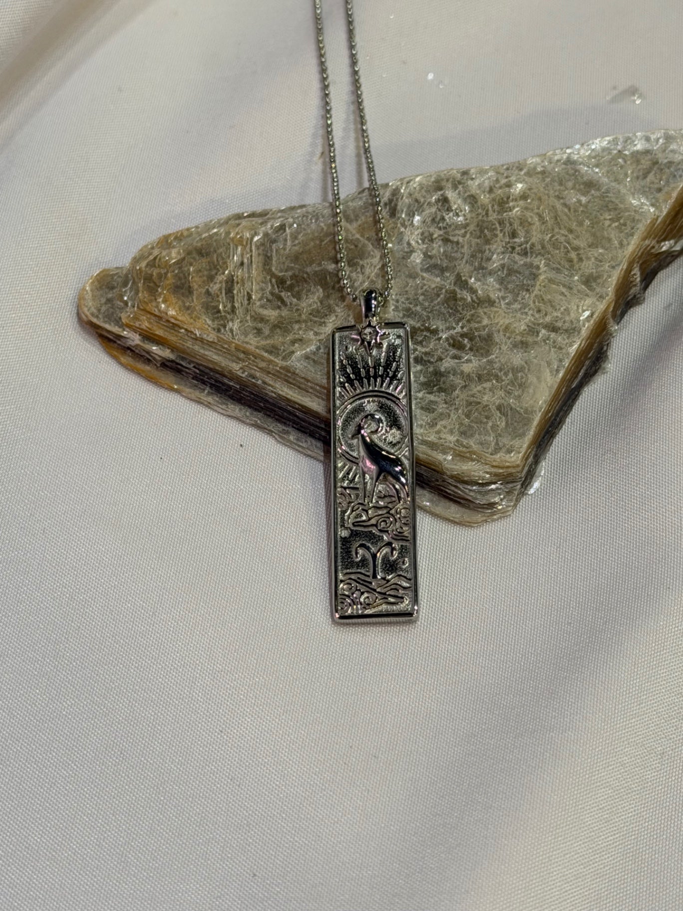 Aries Zodiac Amulet Necklace Silver Waterproof Stainless Steel