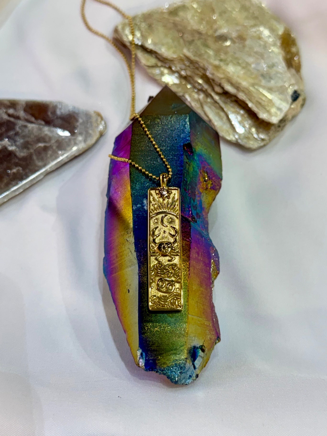 Cancer Zodiac Amulet Necklace Gold Waterproof Stainless Steel