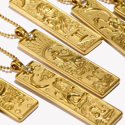 Leo Zodiac Amulet Necklace Gold Waterproof Stainless Steel
