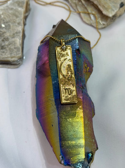 Virgo Zodiac Amulet Necklace Gold Waterproof Stainless Steel