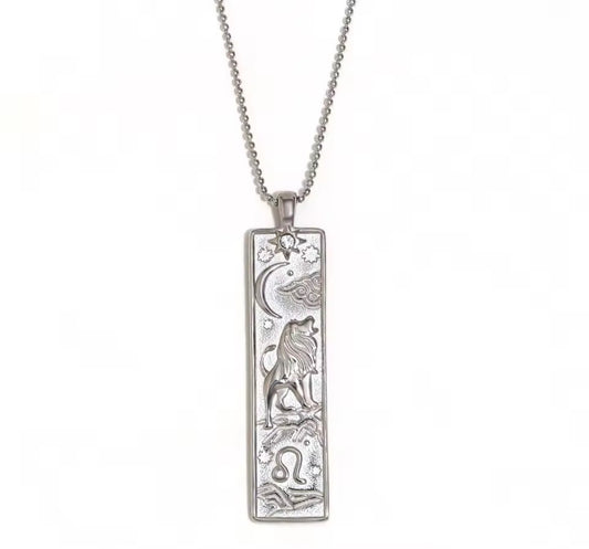 Leo Zodiac Amulet Necklace Silver Waterproof Stainless Steel