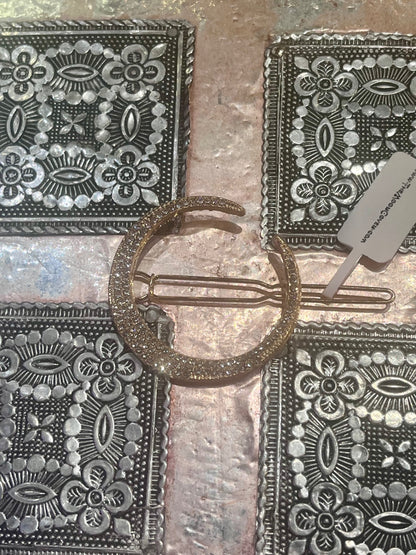 Gold Diamanté Moon Hair Clips