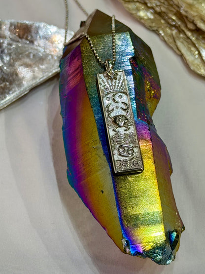 Cancer Zodiac Amulet Necklace Silver Waterproof Stainless Steel