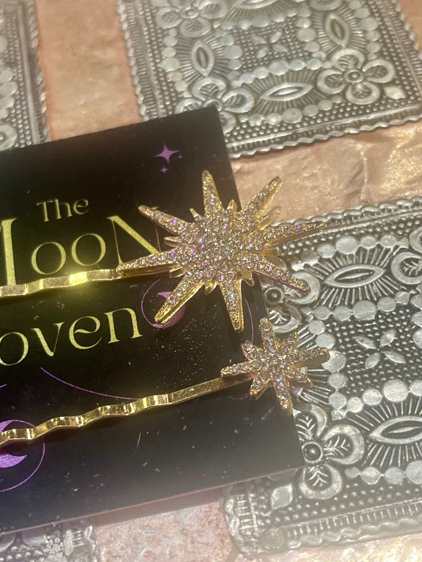 Gold Diamanté Star Hair Clips