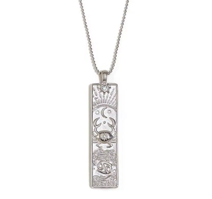 Cancer Zodiac Amulet Necklace Silver Waterproof Stainless Steel