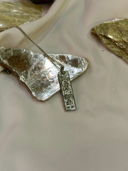 Libra Zodiac Amulet Necklace Silver Waterproof Stainless Steel