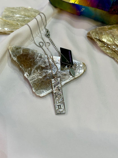 Gemini Zodiac Amulet Necklace Silver Waterproof Stainless Steel
