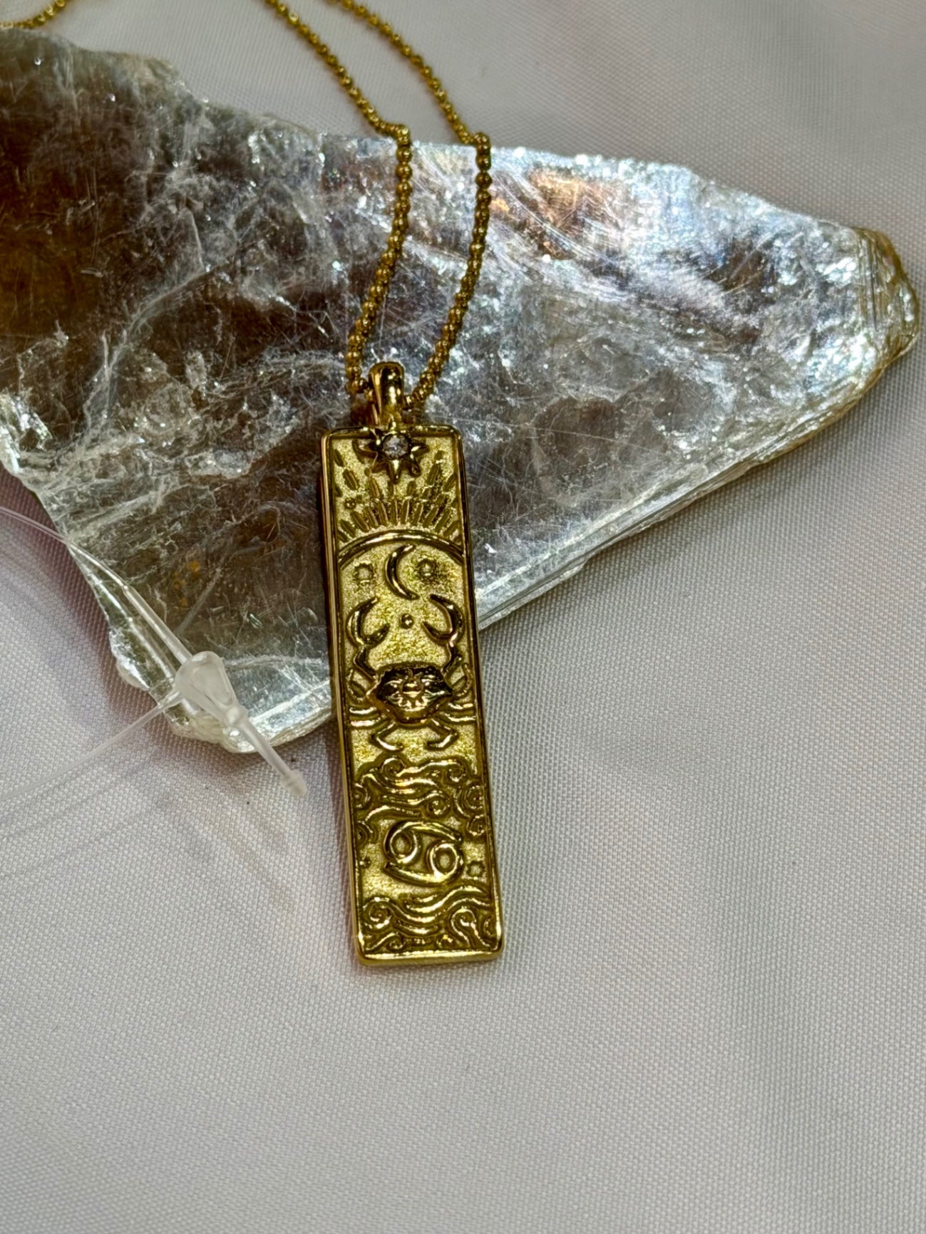 Cancer Zodiac Amulet Necklace Gold Waterproof Stainless Steel