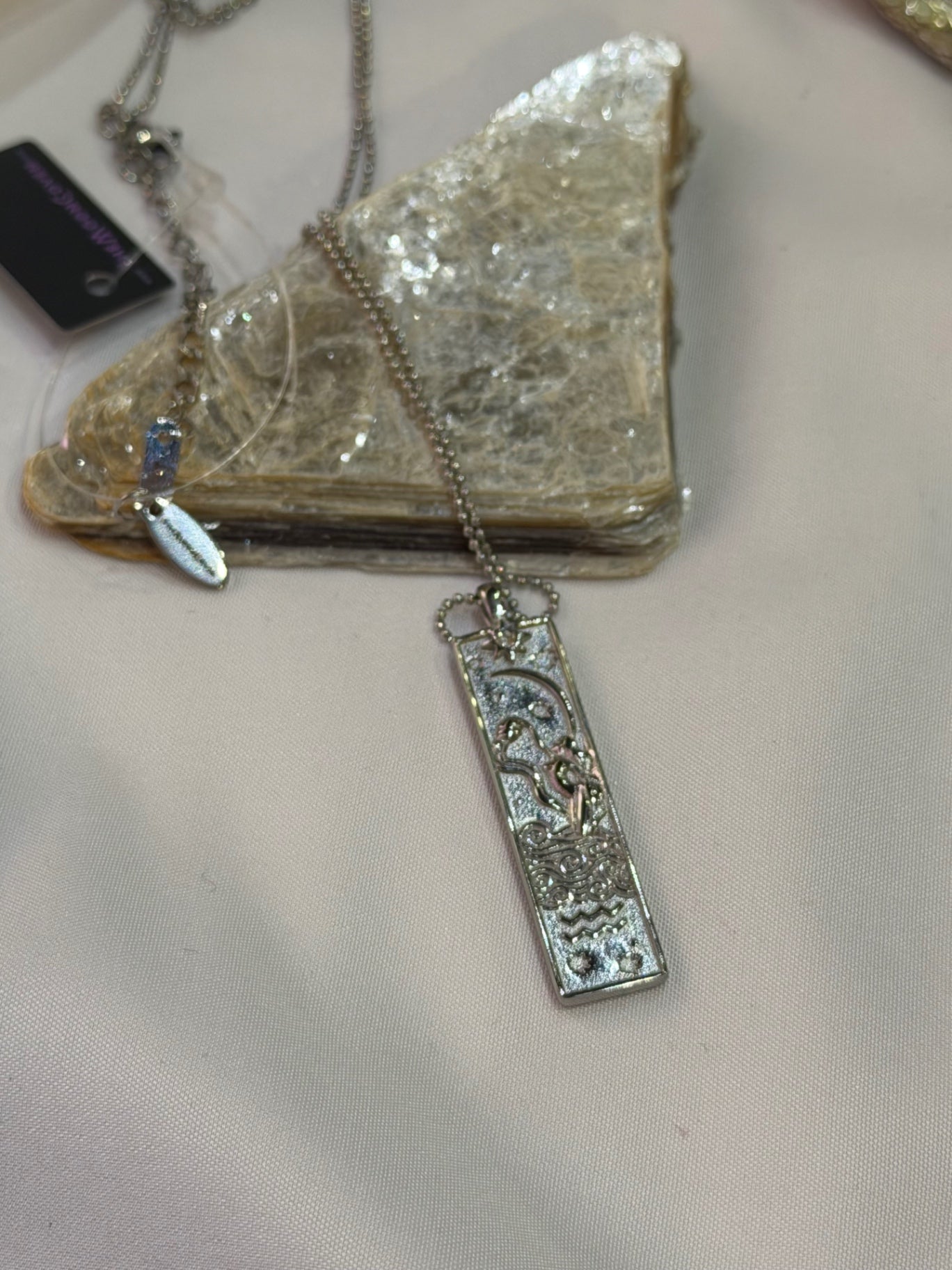 Aquarius Zodiac Amulet Necklace Silver Waterproof Stainless Steel