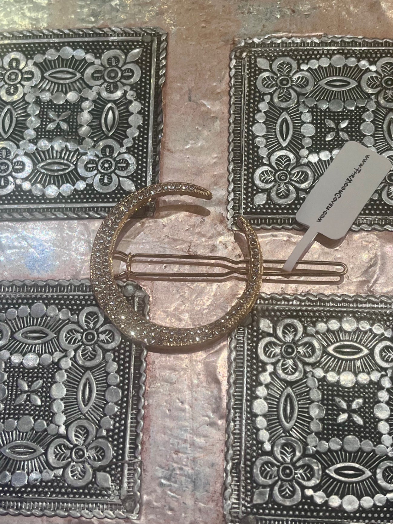 Gold Diamanté Moon Hair Clips