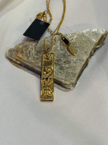 Scorpio Zodiac Amulet Necklace Gold Waterproof Stainless Steel