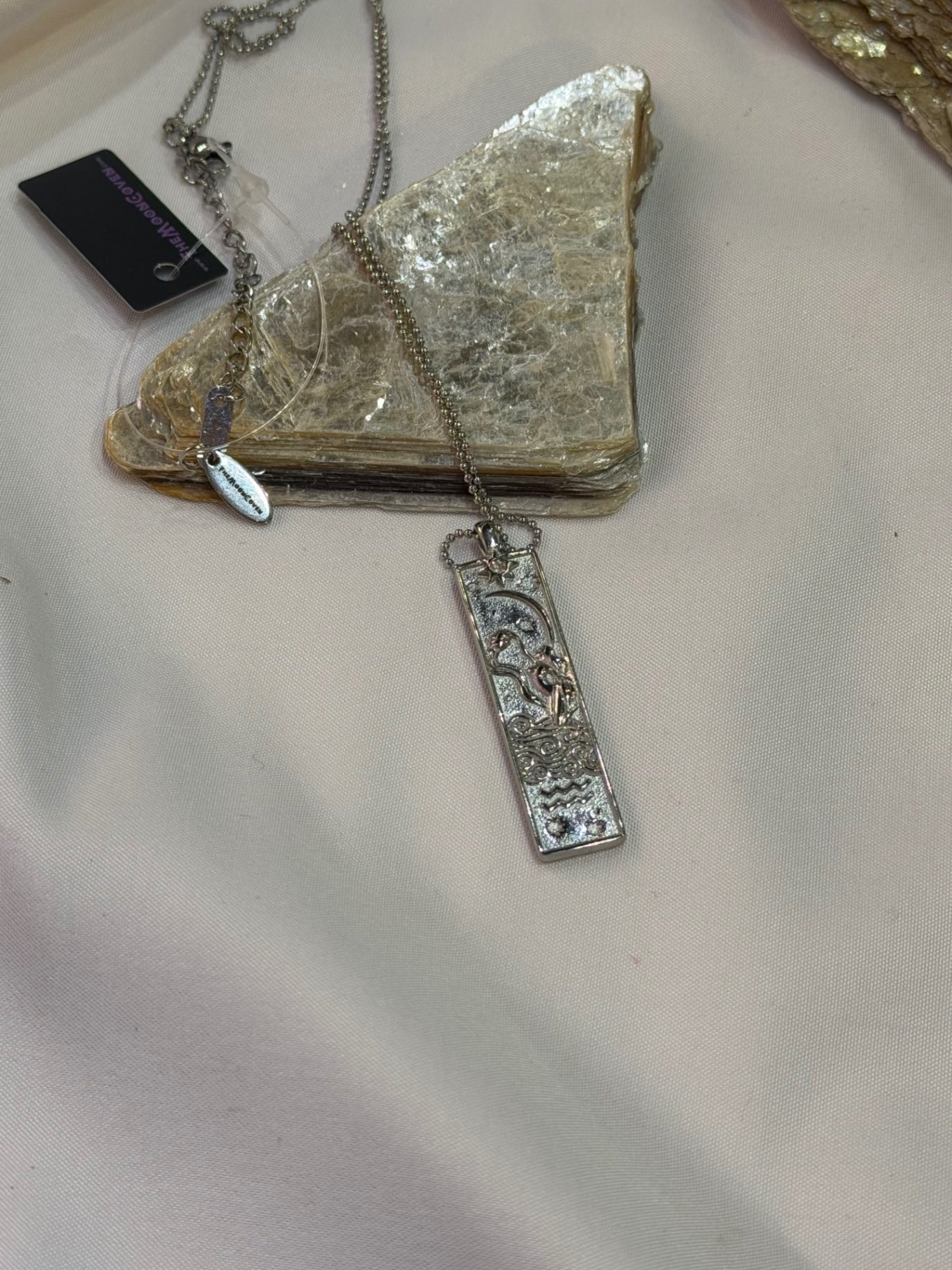 Aquarius Zodiac Amulet Necklace Silver Waterproof Stainless Steel