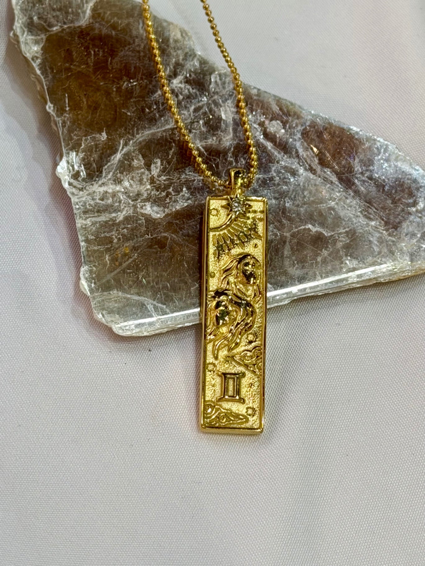 Gemini Zodiac Amulet Necklace Gold Waterproof Stainless Steel