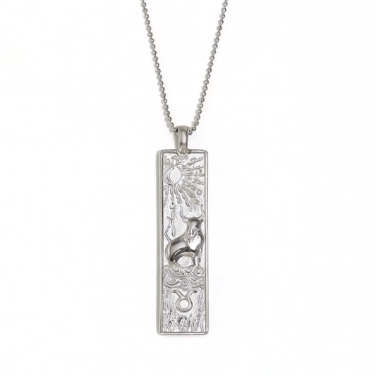 Taurus Zodiac Amulet Necklace Silver | Waterproof Stainless Steel
