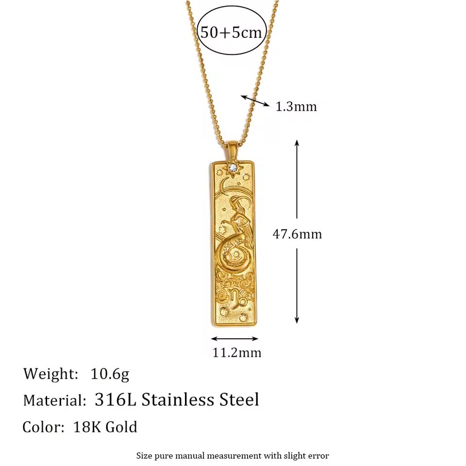 Leo Zodiac Amulet Necklace Gold Waterproof Stainless Steel