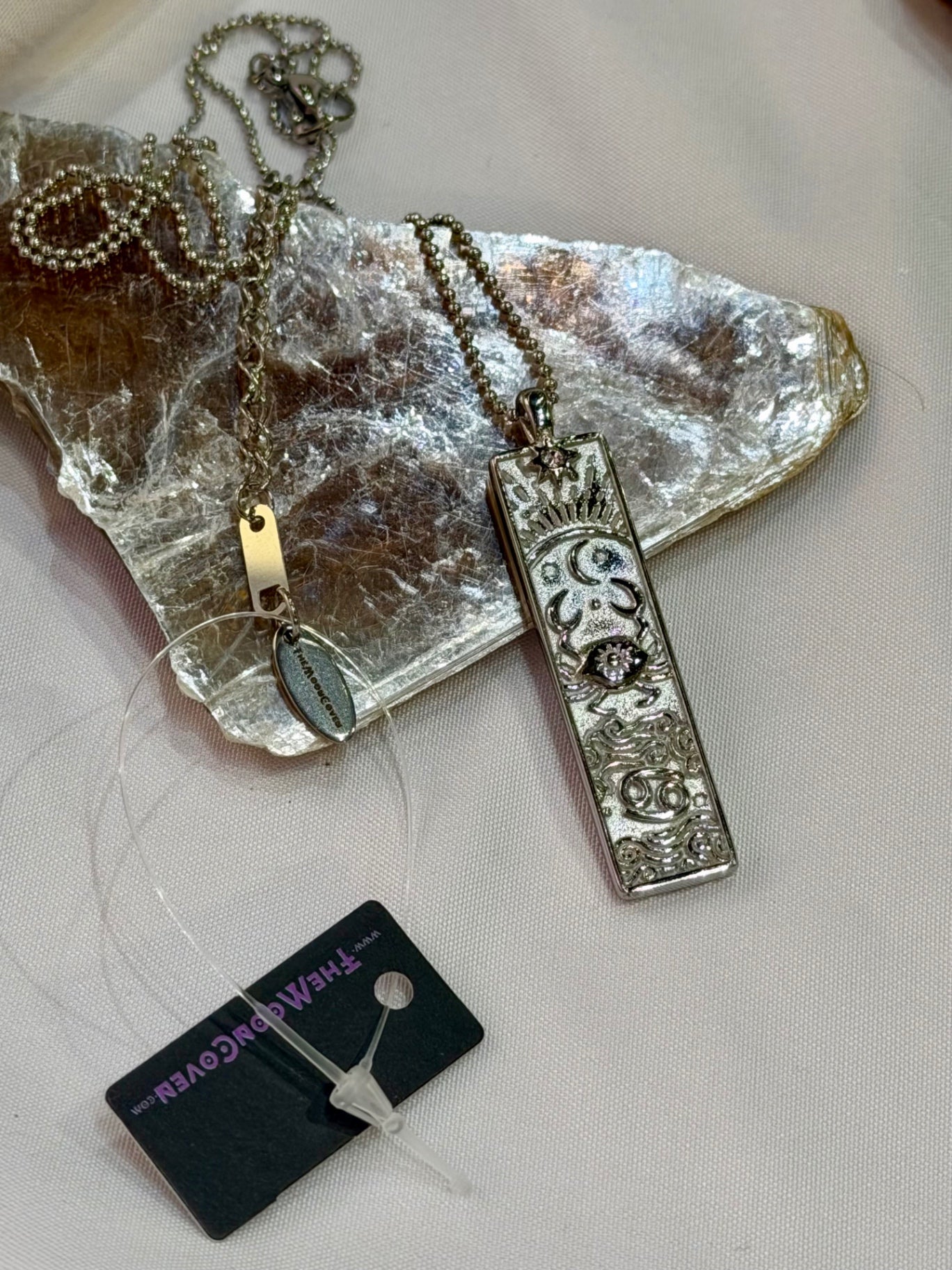 Cancer Zodiac Amulet Necklace Silver Waterproof Stainless Steel