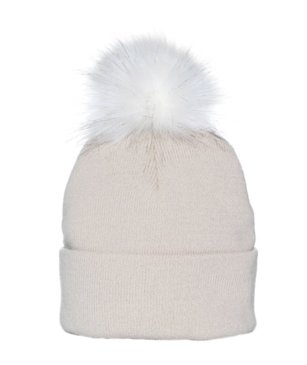Beige Single Pom Hat