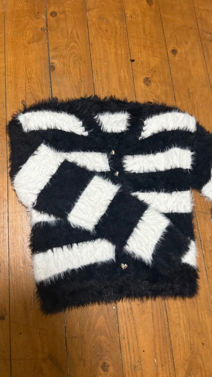 Ultra soft striped cardigan with gold buttons