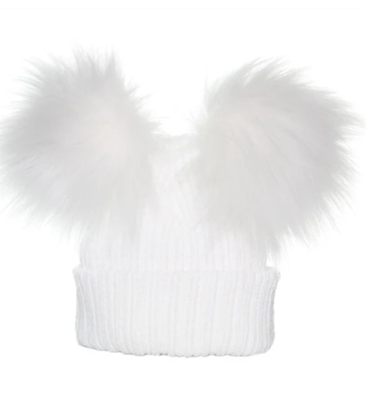 White Double Pom Hat 