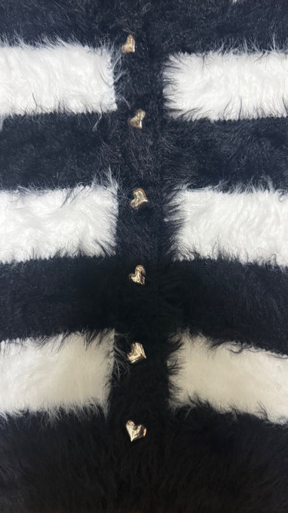 Ultra soft striped cardigan with gold buttons