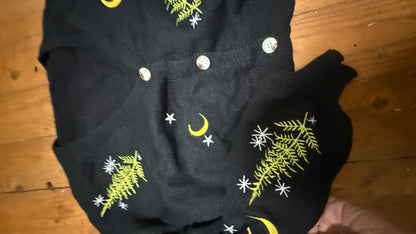 Embroidered fern cardigan