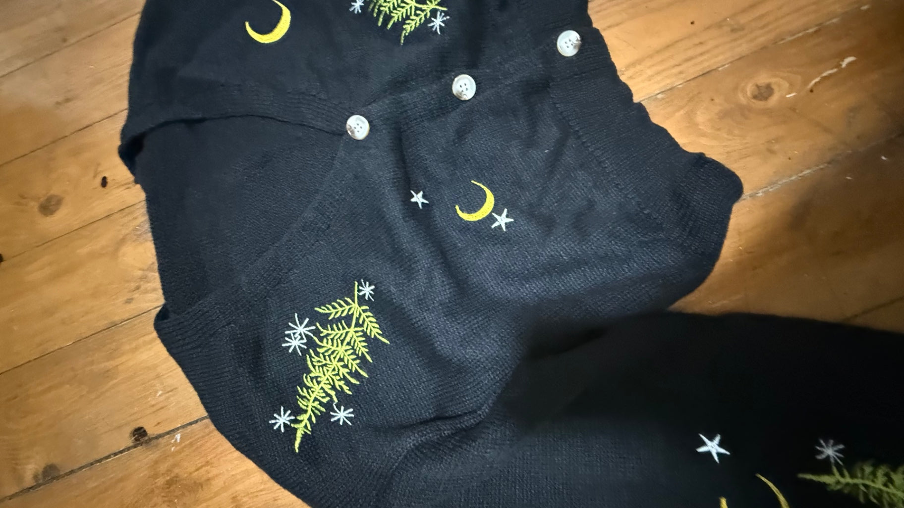 Embroidered fern cardigan