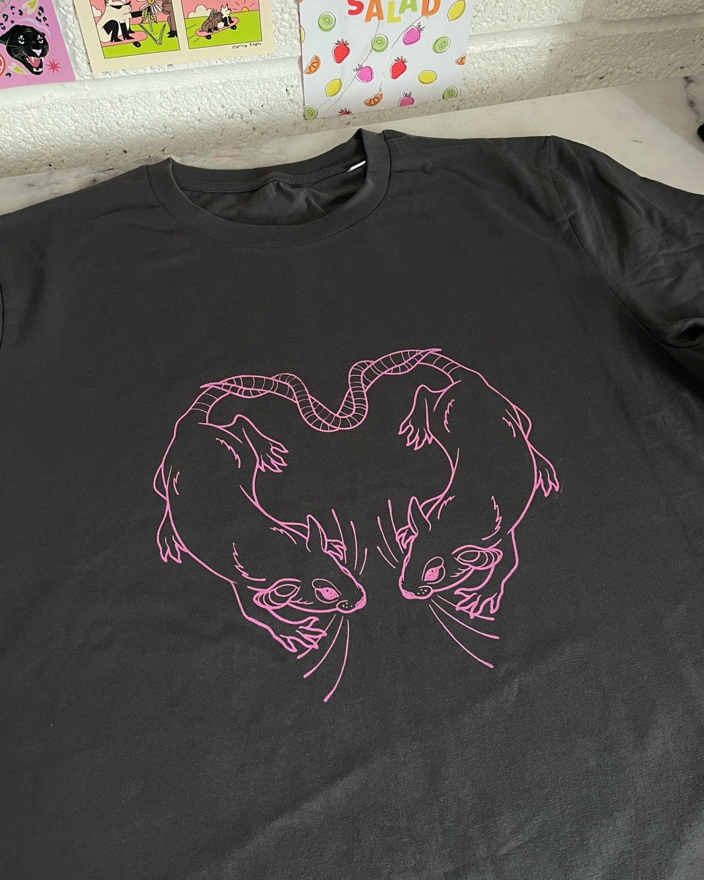 Fruit Salad X Idlehands Tattoo Rats in Love T-Shirt - Large