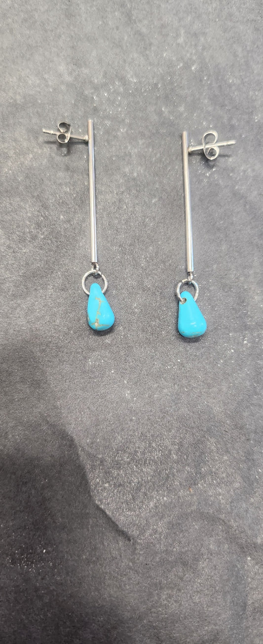 Turquoise bar drop earrings