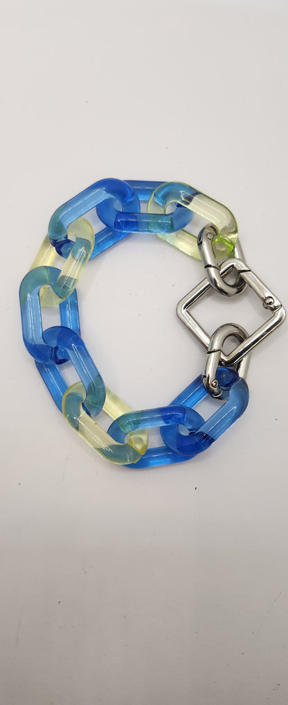 Blue & yellow jelly link bracelet