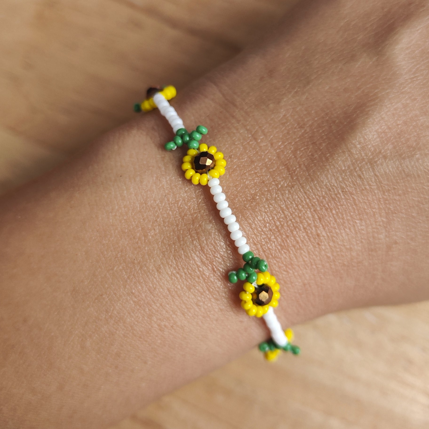 Beaded Clip-on Sunflower Bracelet