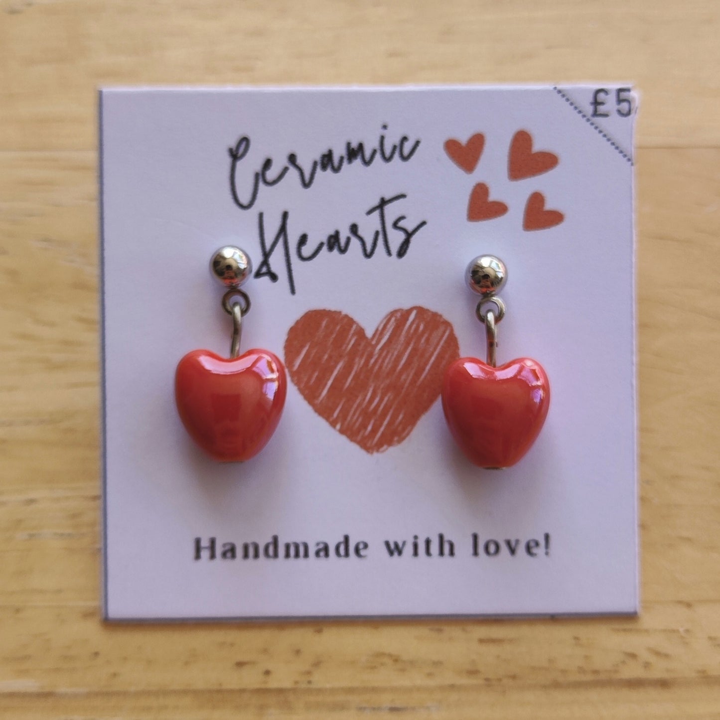Ceramic Heart Earrings
