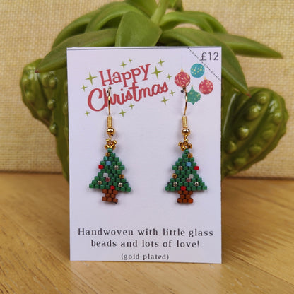 Beaded Dangle Earrings - Christmas