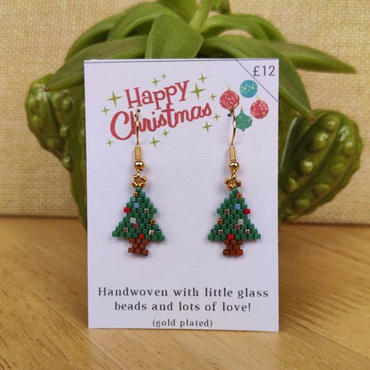 Beaded Dangle Earrings - Christmas