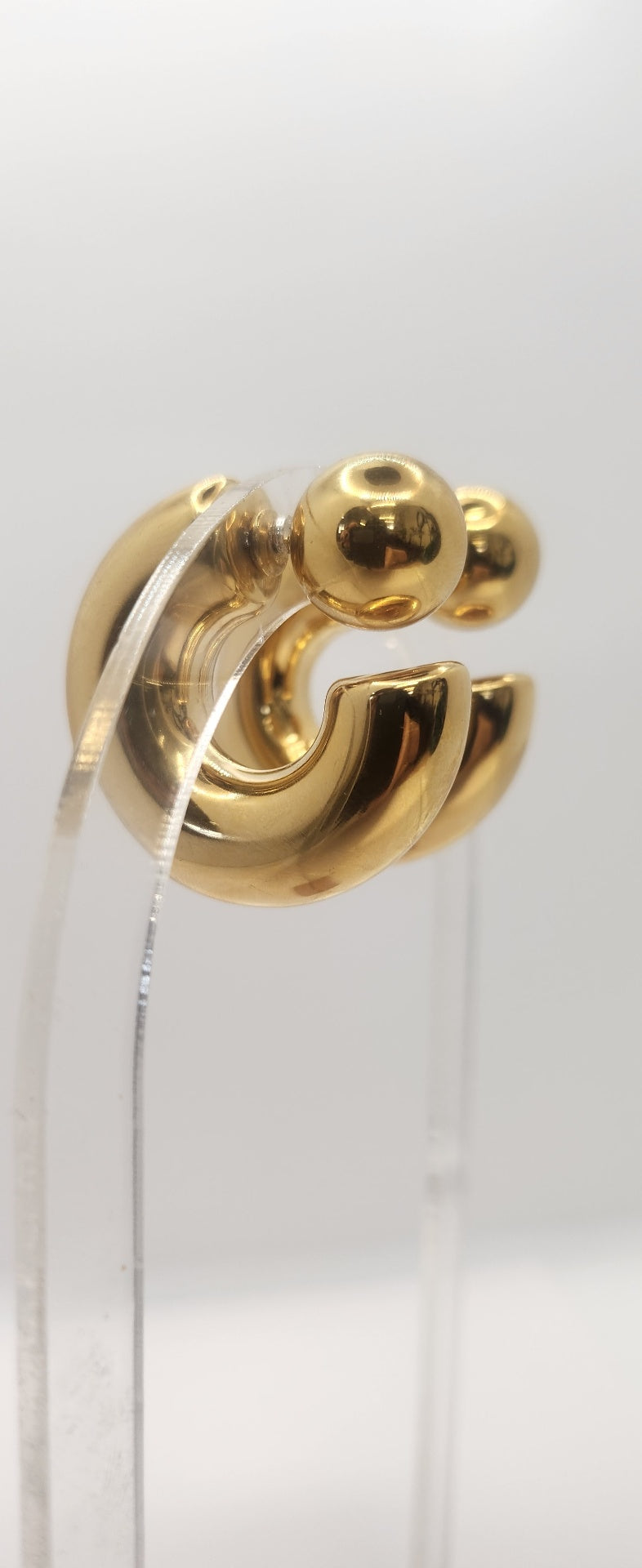 C hoop with ball earrings