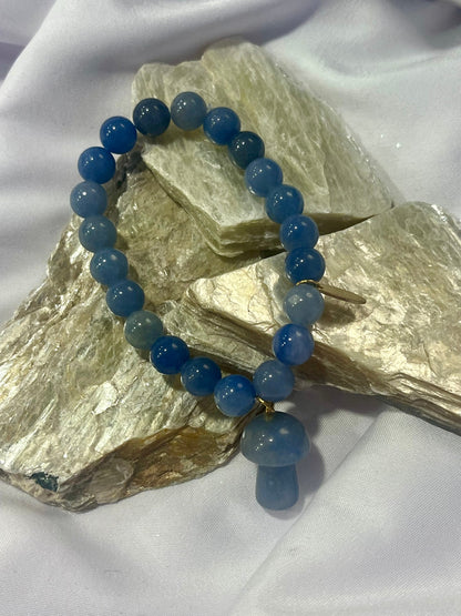 Blue Aventurine Mushroom Bracelet – Calm Focus & Flow