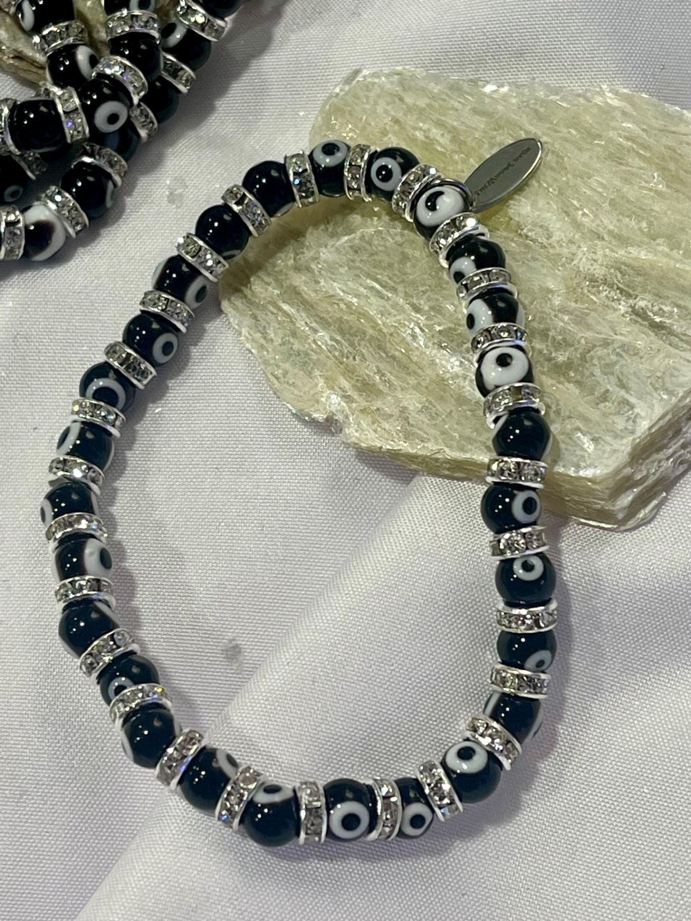 🖤 Black Evil Eye Protection Bracelet – Crystal Guard of Energy + Intuition