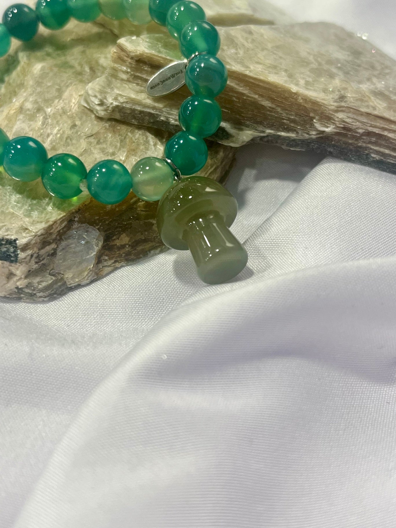 Green Aventurine Mushroom Bracelet – Luck, Growth & Forest Magic