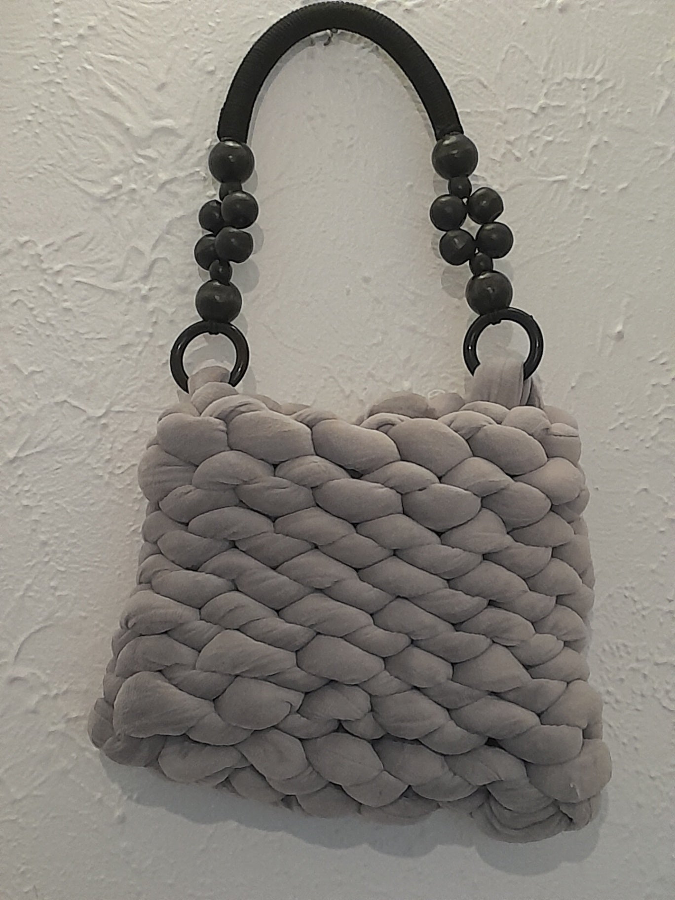 Handmade bag - Grey Beaded