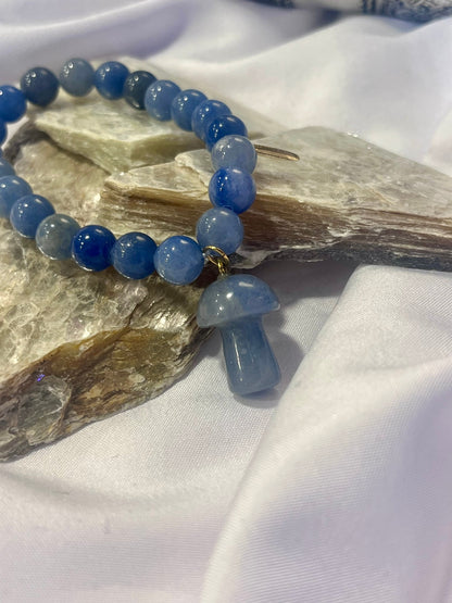 Blue Aventurine Mushroom Bracelet – Calm Focus & Flow