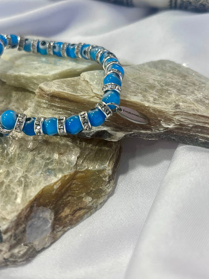 Blue Crystal Lucky Eye Stretch Bracelet