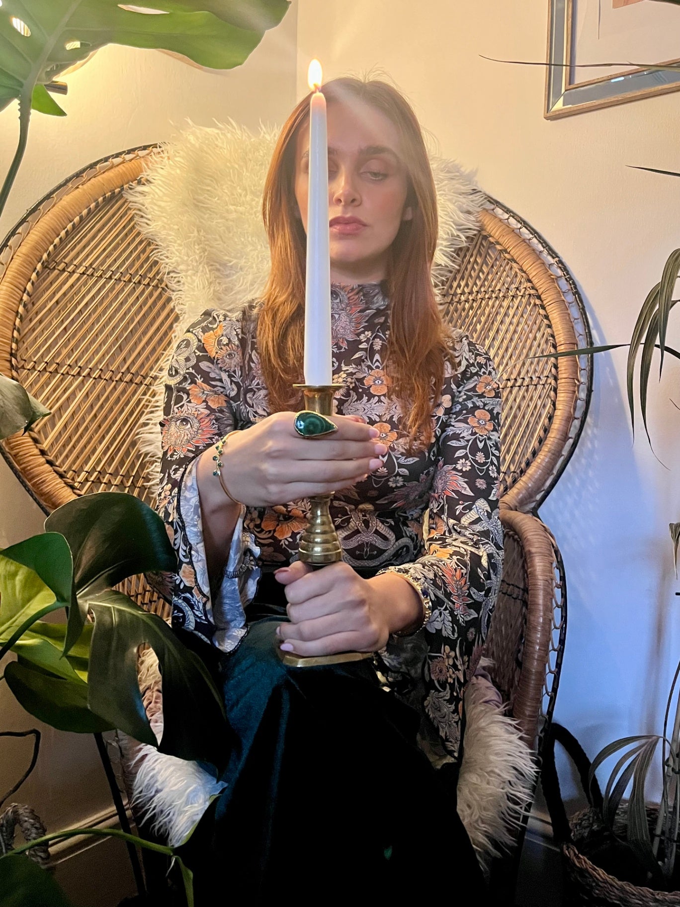 Emerald Flame Malachite Ring – Adjustable Natural Stone Jewelry