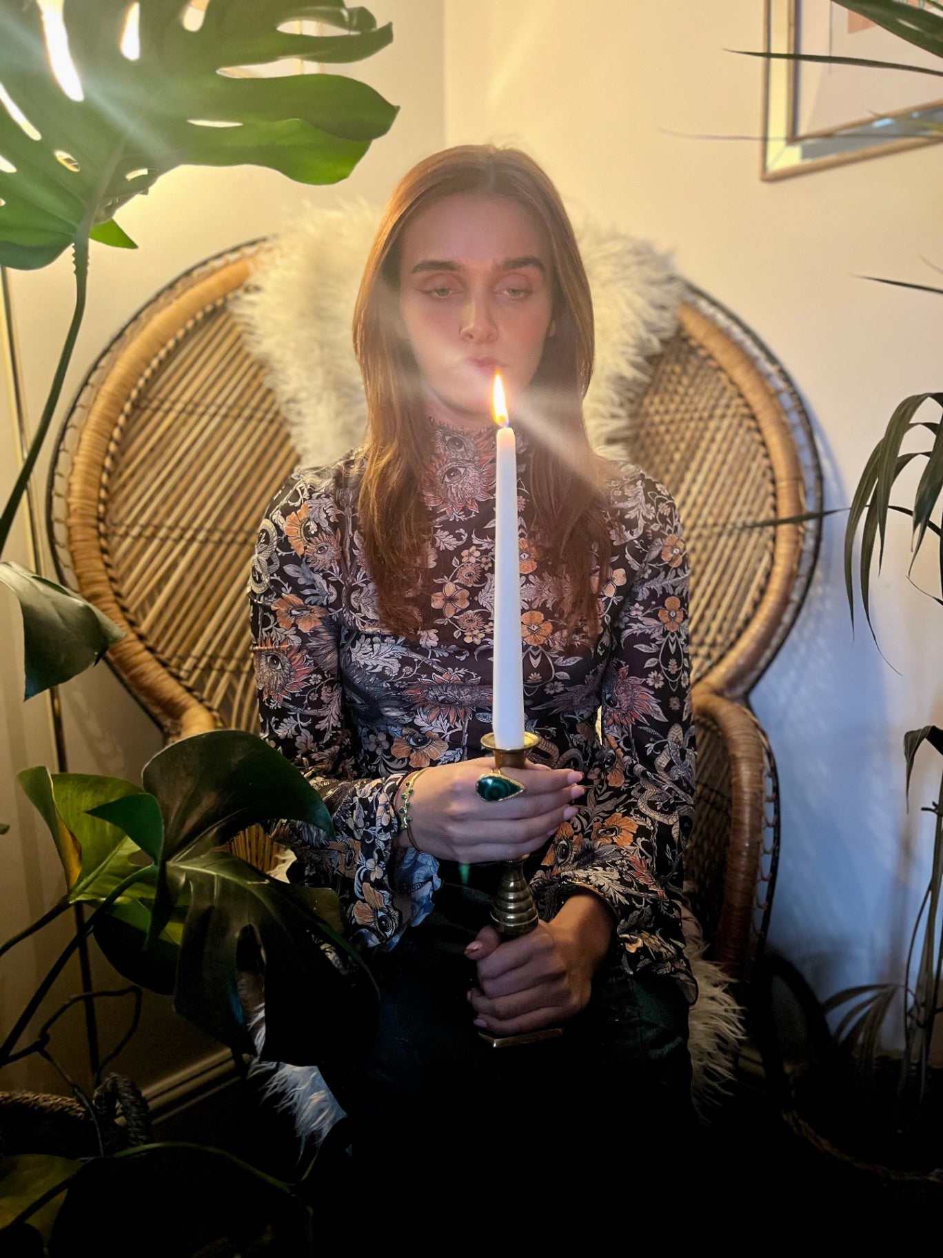 Emerald Flame Malachite Ring – Adjustable Natural Stone Jewelry