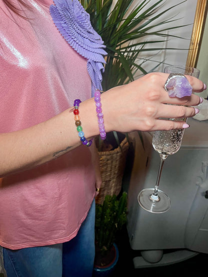 Amethyst Statement Ring – Raw Crystal Power Ring | Bali Temple Range