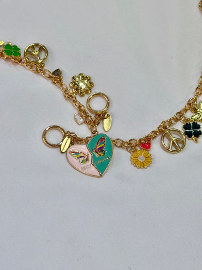 Best Friends Boho Blue Heart Charm Bracelet