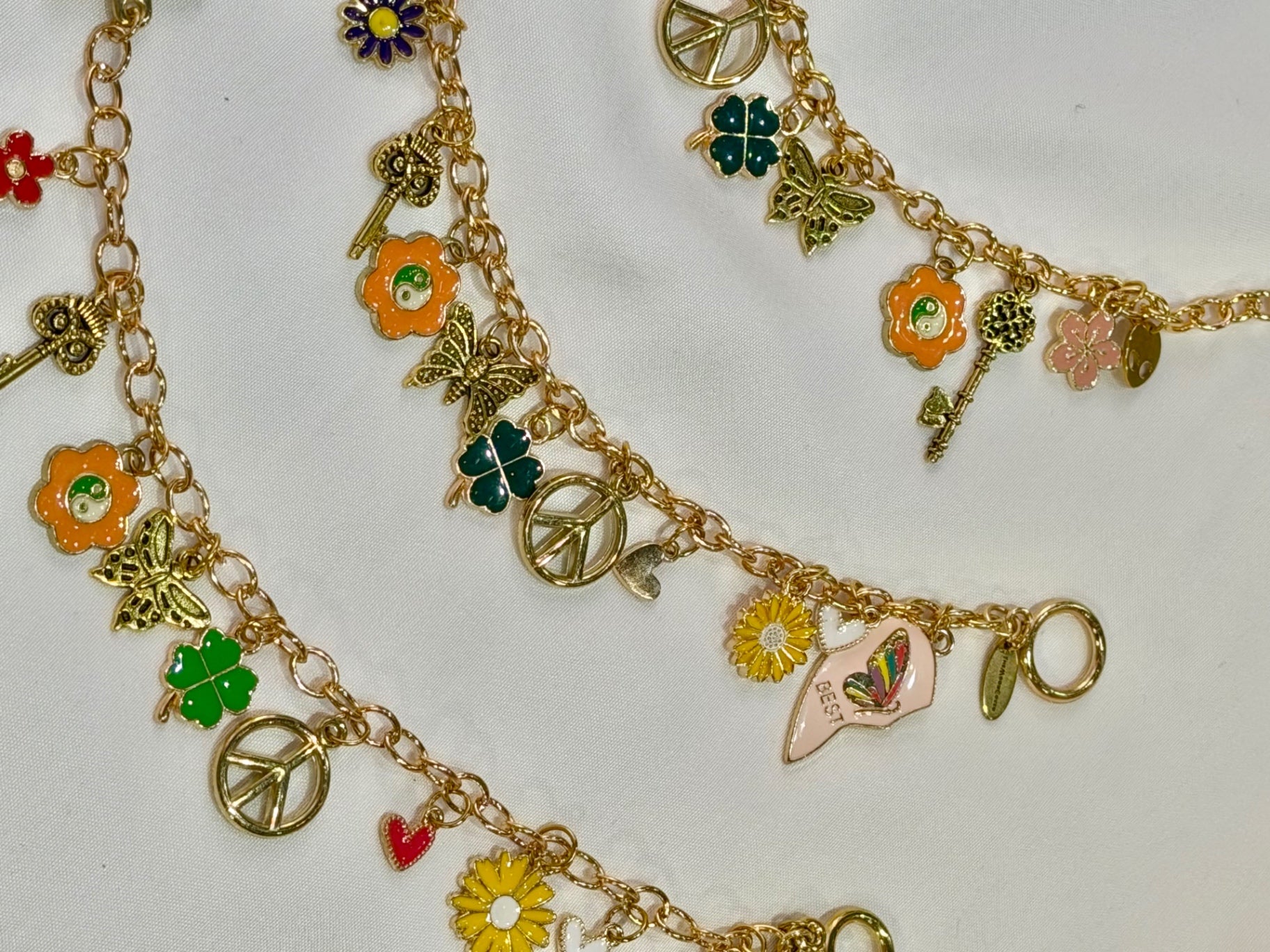 Best Friends Boho Pink Heart Charm Bracelet 