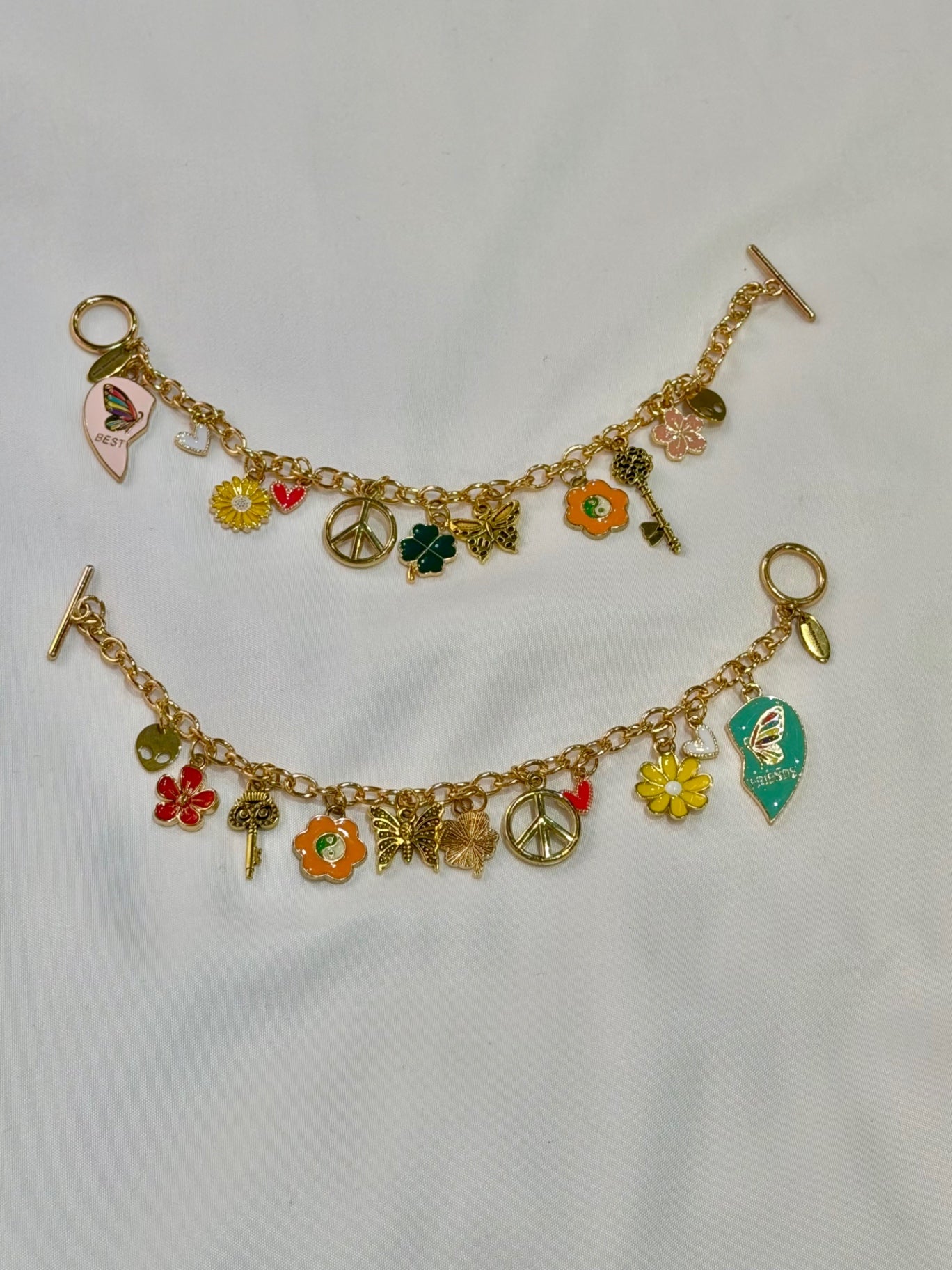 Best Friends Boho Pink Heart Charm Bracelet 